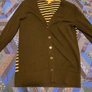 Black cardigan with stripes on back